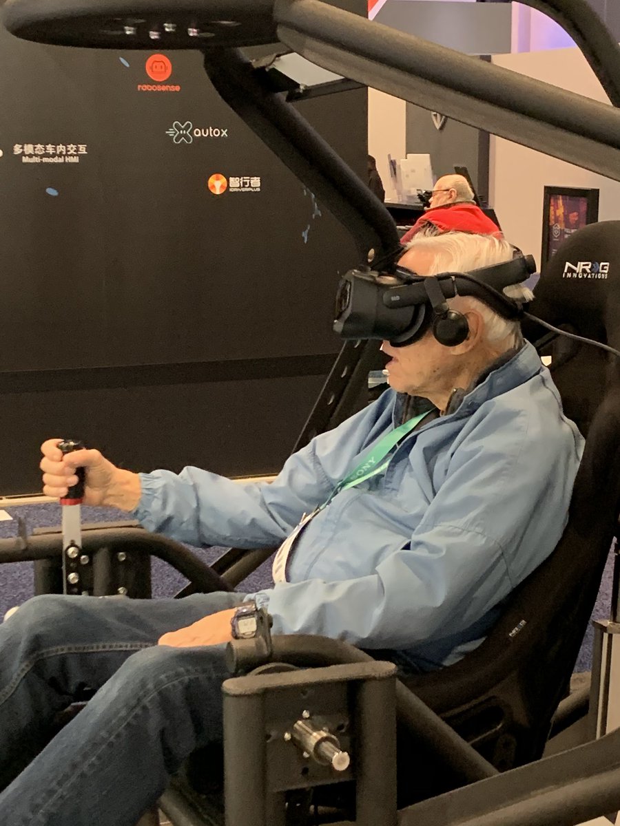 PDXTech's tweet photo. Absolutely the oldest guy I’ve ever seen rocking the VR #ces2020 #oldguyvr #VirtualReality https://t.co/tsKm9DELlX
