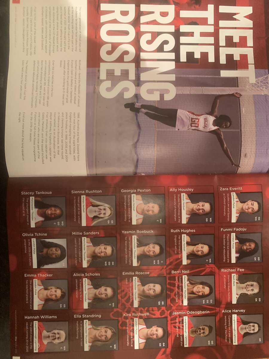 sheonahforbes's tweet photo. Enjoyed the @EnglandNetball magazine this evening! Some great insights and netball stories from around the regions. Great to see a piece on the @U21Netball squad and a cheeky picture of myself & @kjgreigy 🤓#Vitality #RisingStars #NetballMagazine #NationsCup https://t.co/XckdorrTiD