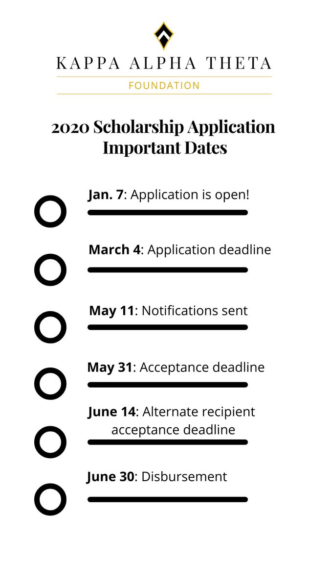 The 2020 Theta Foundation Scholarship Application is now open! Save this list of important dates on your phone to help you stay on track with your application, and be sure to visit the Apply Now page for more information on how to get started. bit.ly/2SWq276