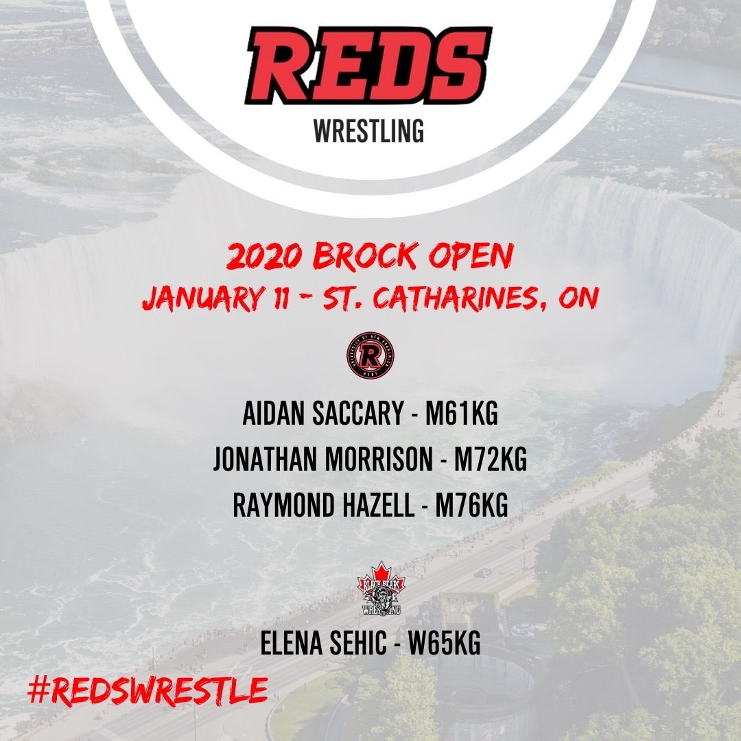 UNBWrestling's tweet photo. 🔴⚫️#REDSWRESTLE BROCK🔴⚫️ 2020 Brock Open
📍St. Catharines, ON
🗓January 11, 2020

This weekend members of the UNB Reds Wrestling Team &amp; @BlackBearsWrest will compete at the Brock Open. Stay tune for updates! #unbreds #allreds #unbwrestling https://t.co/kjYQjlhNo5
