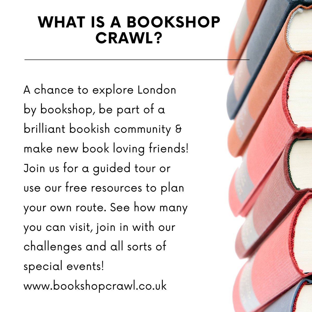 Hey friends, we still have no marketing budget and would love to spread the word about London Bookshop Crawl 2020 far and wide! It's only 6 weeks away and everyone's welcome 

bookshopcrawl.co.uk