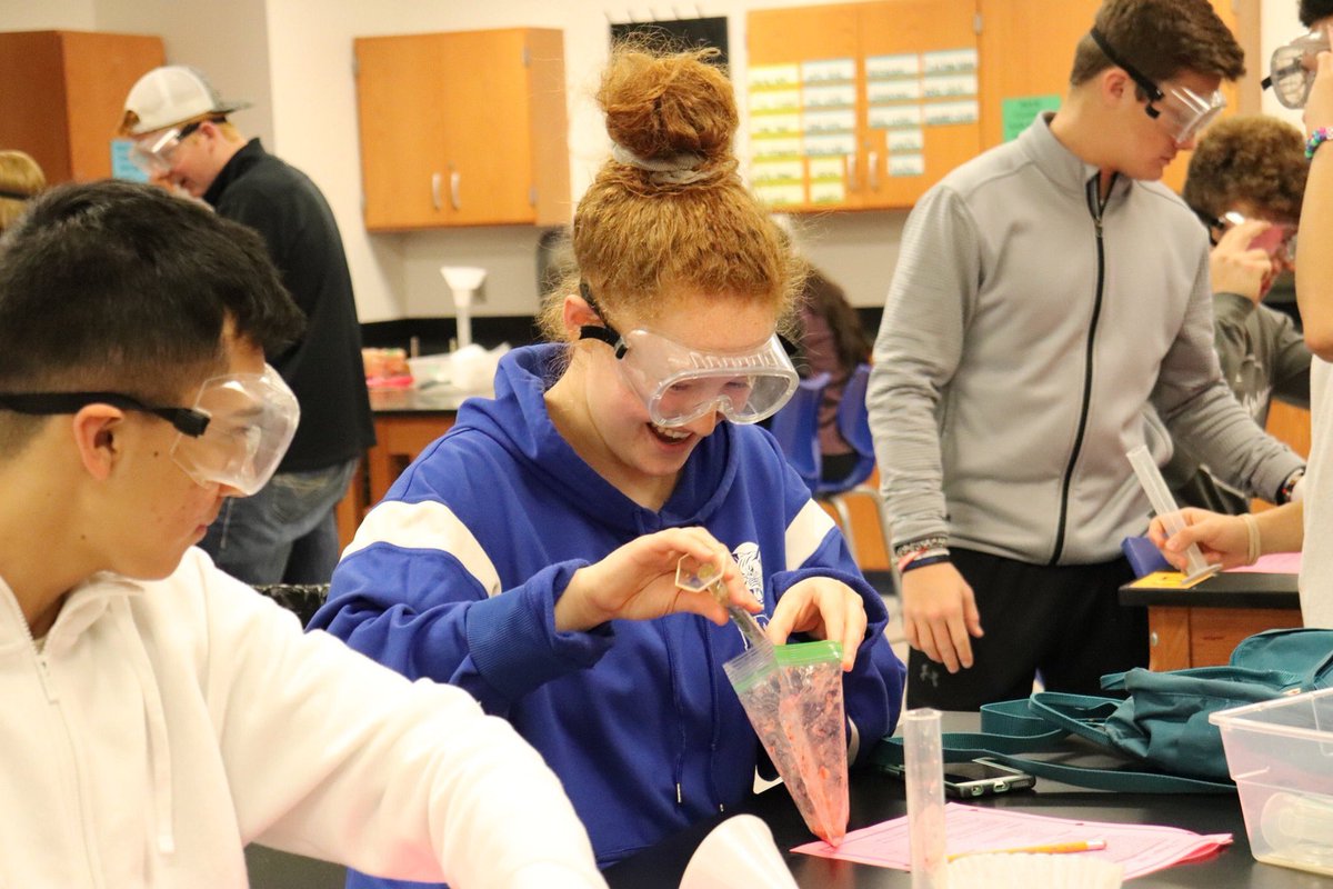 KrumHighSchool's tweet photo. Mrs. Hartford's classes had fun extracting visible DNA from... fruits and vegetables! 🍓🍅🍊
#learninglikeabobcat https://t.co/A9Q1EDYi7o