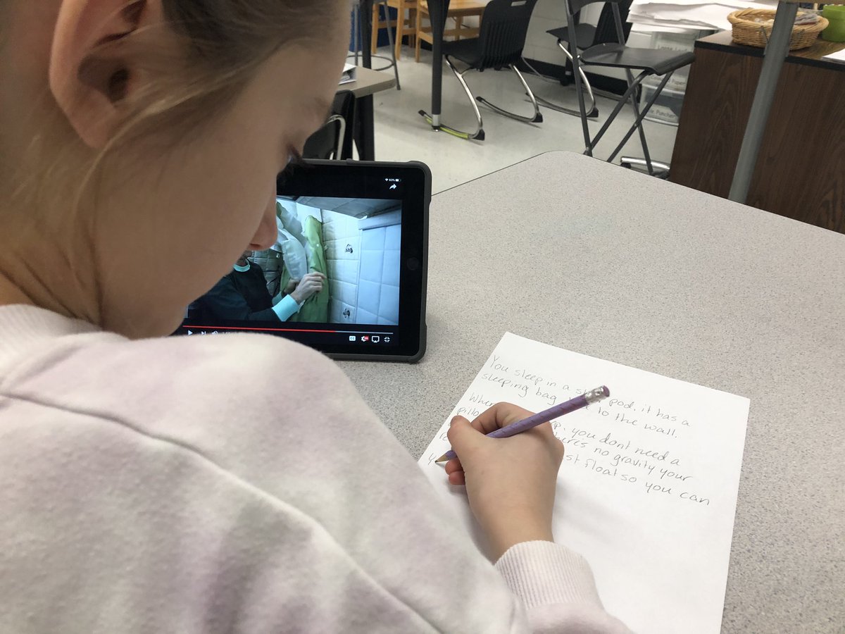 mskcorbin's tweet photo. Thanks for helping us learn about how astronauts meet their basic needs in Space @Cmdr_Hadfield #gvslearns https://t.co/mNXy1jNYD0