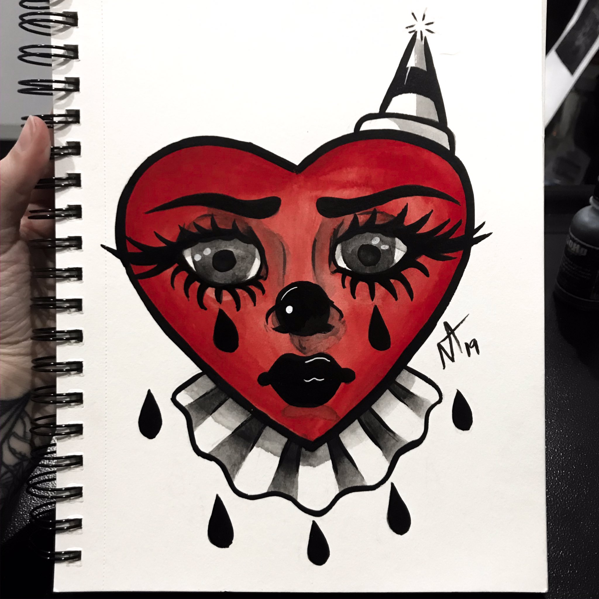 sad clown drawing