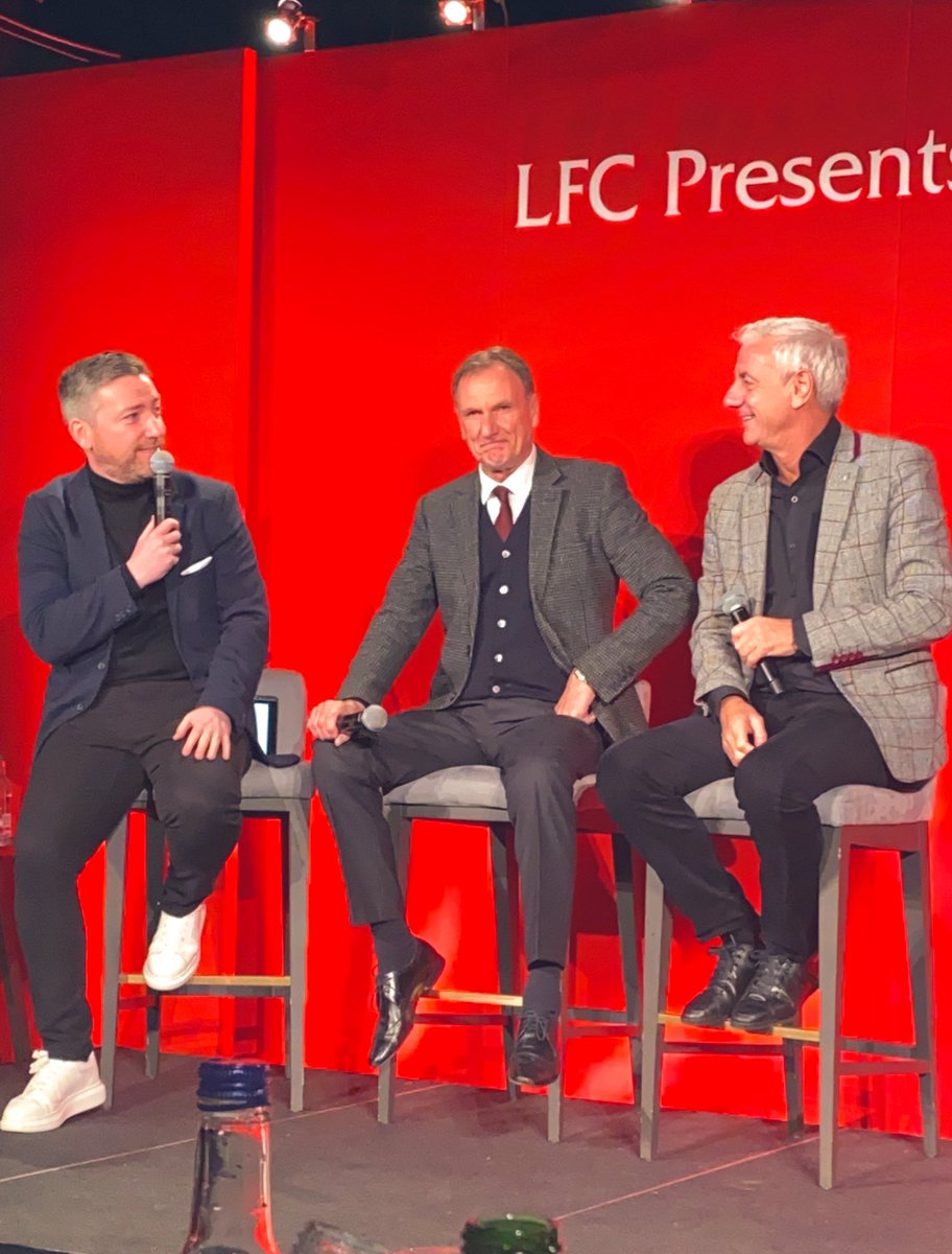 VickyJaycock's tweet photo. And now for true Liverpool Legends @Ian_Rush9 and @Phil_Thompson4  for the final chapter of @LFC_Events #LFCPresents #hospitalityandevents hosted by @Petermcdowall10 https://t.co/hxWK15lvM2