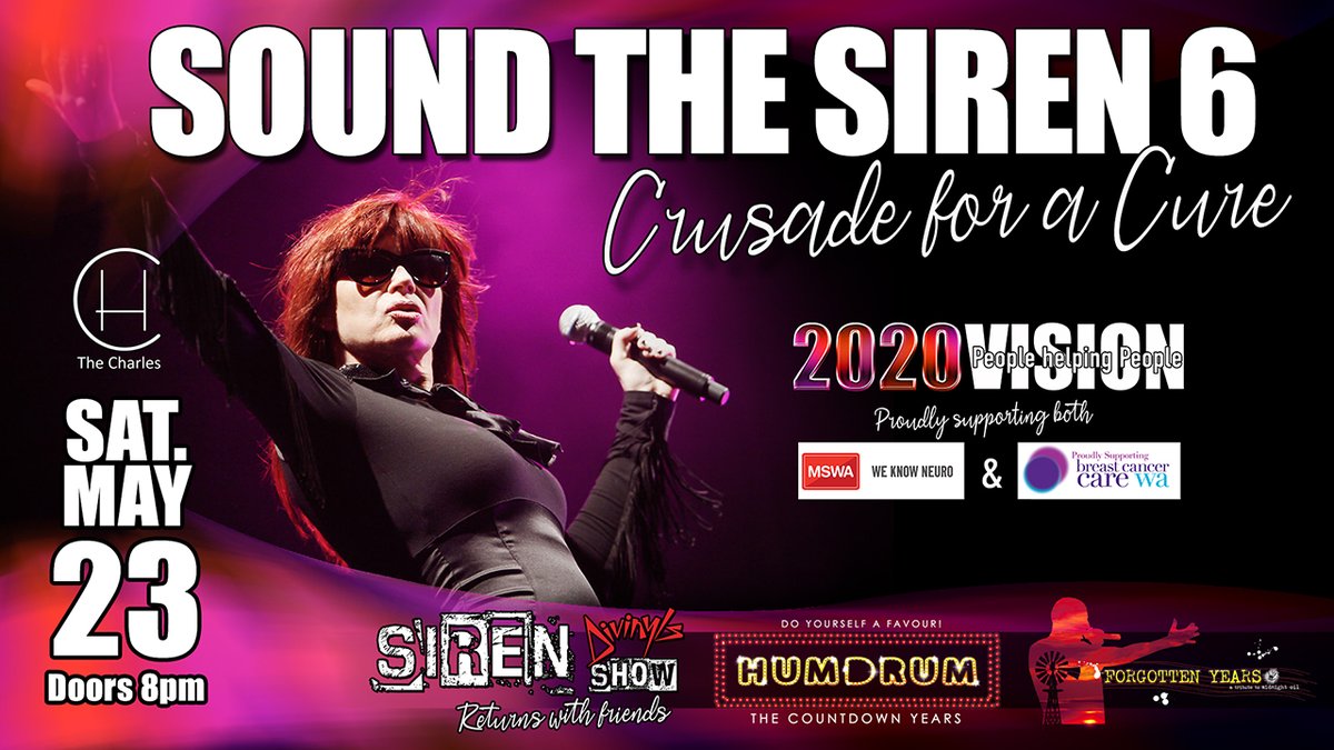 Limited Early Bird tickets are now live!
events.ticketbooth.com.au/event/sound-th…
#SoundTheSiren #2020Vision #fundraiser #concert #MS #BreastCancer #ChrissyAmphlett #crusade #blessmysoulitsrocknroll