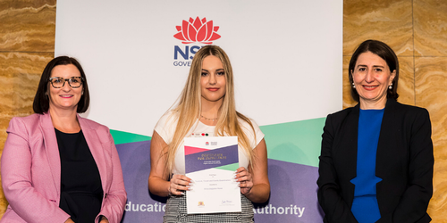 NewsAtNESA's tweet photo. Olivia Deppeler-Howe suffers from serious health issues which mean she cannot write. Yet, she completed her #HSC2019 coming first in Tourism, Travel and Events even finishing the 2 year course in only 1 year. Well done, Olivia. #HSCFIC @vet_NESA https://t.co/GhKN2iAAQN