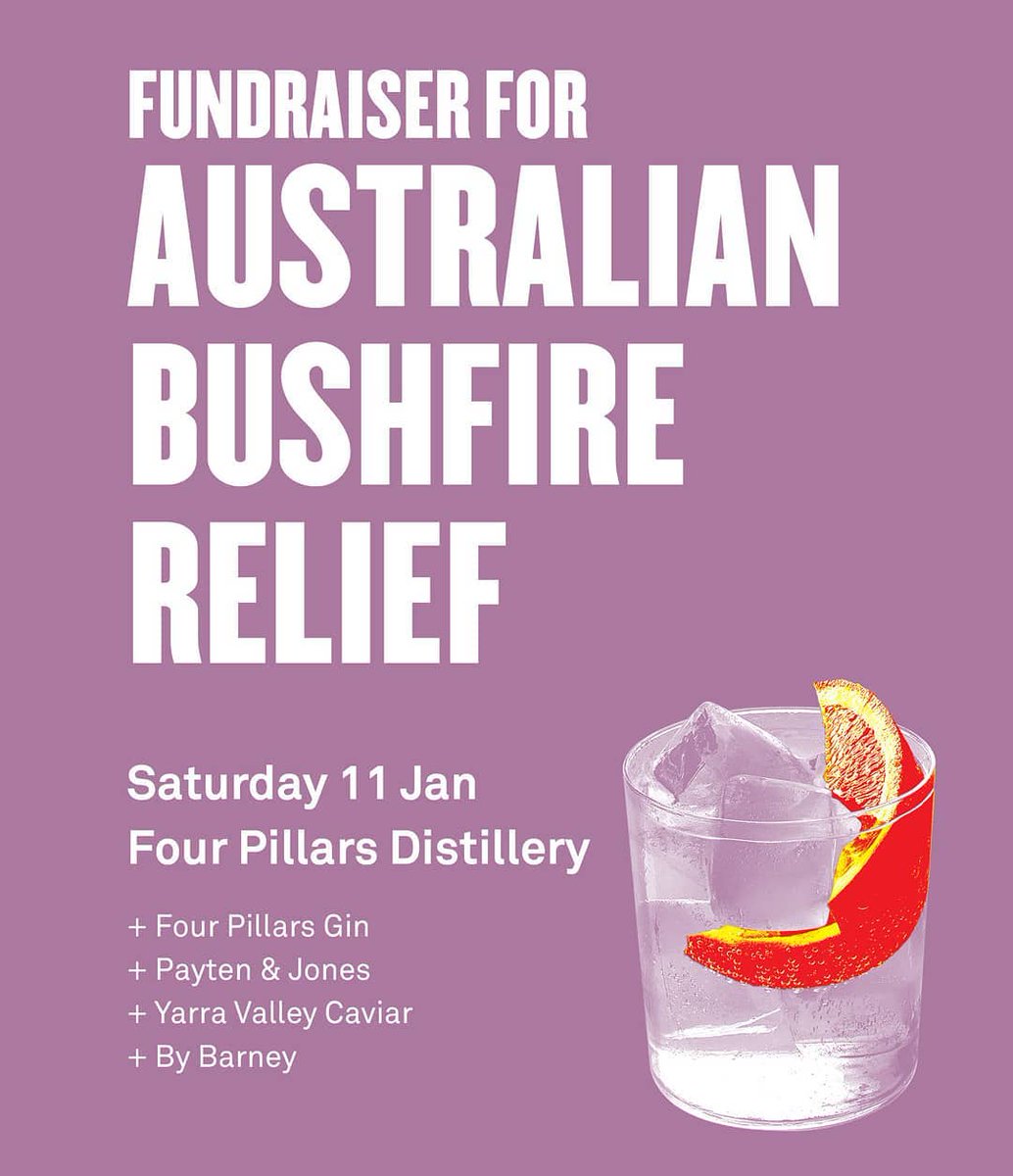 liquidideas's tweet image. This Saturday, @FourPillarsGin are hosting a fundraiser for the CFA (Country Fire Authority) and Wildlife Victoria. Book tickets for a special, one-off Four Pillars Founders Masterclass here: bit.ly/35F0qlg