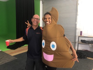 Check out the BTS from the promo shoot for the <a href="/MenziesResearch/">Menzies Research</a> Nat'l Indigenous Bowel Screening Project, shot with the <a href="/Gilimbaa/">Gilimbaa</a> team! Watch out for @StephTisdell and <a href="/SeanChoolburra/">Sean Choolburra</a> in the next promo video as they hilariously take you through the bowel screening process 👀💩🎥