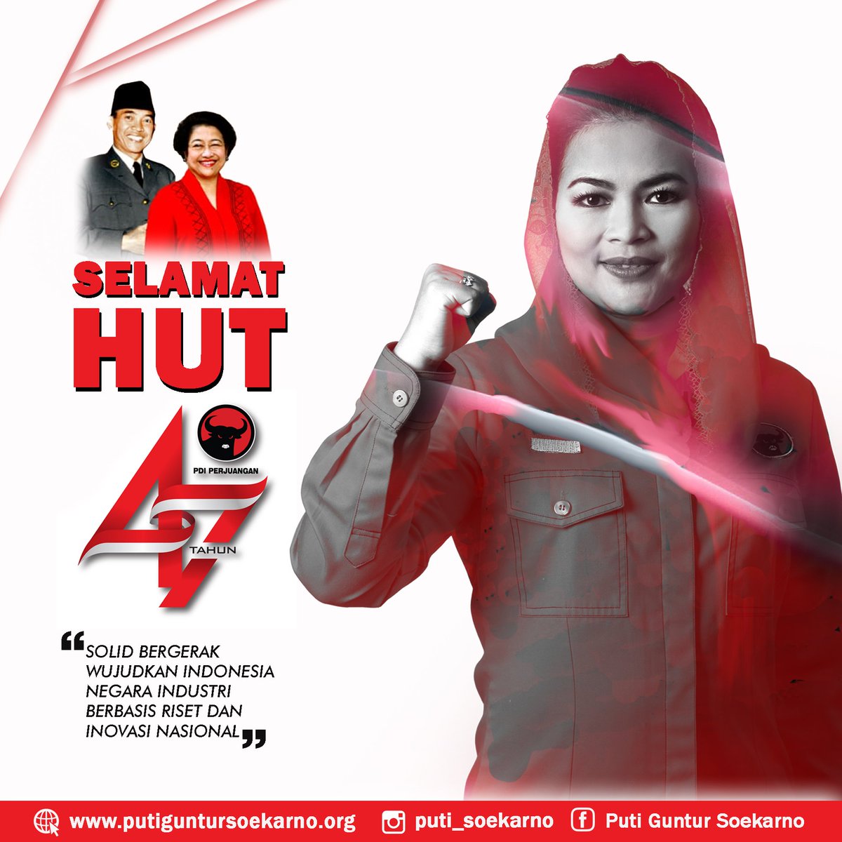 "SELAMAT ULANG TAHUN PDI PERJUANGAN KE-47 TAHUN"

Semoga kita selalu menjunjung garis politik kenegarawanan. 

Merdeka!! 
.
.
.
.
.
.
⬇
putiguntursoekarno.org
.
#mbakputi
#putiguntur
#putiguntursoekarno
#megawatisoekarnoputri
#pancasila
#bungkarno
#soekarno
#pdiperjuangan