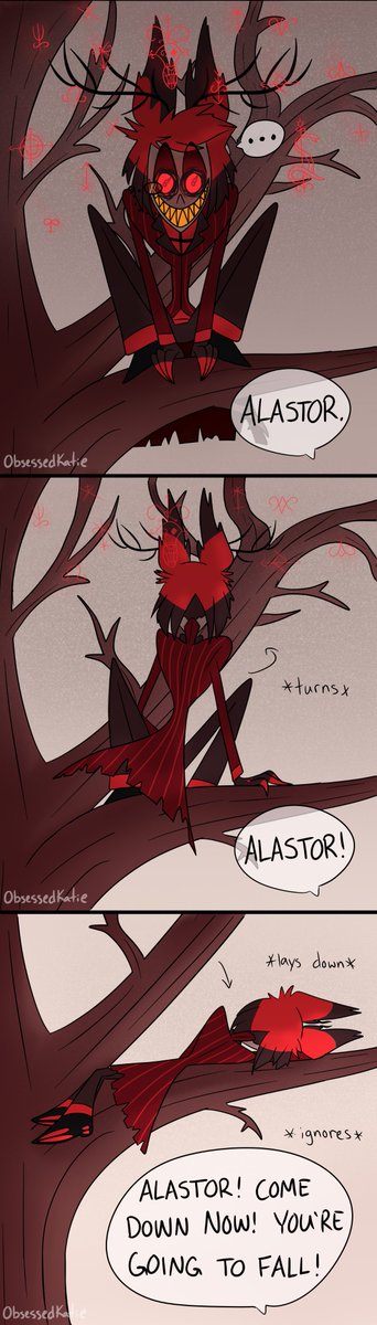 Just how much does Alastor hate dogs, I wonder?  Maybe this much?  #hazbinhotel #hazbinhotelfanart #alastor #charliemagne #charlie #charlastor #chalastor #nelliethedog
