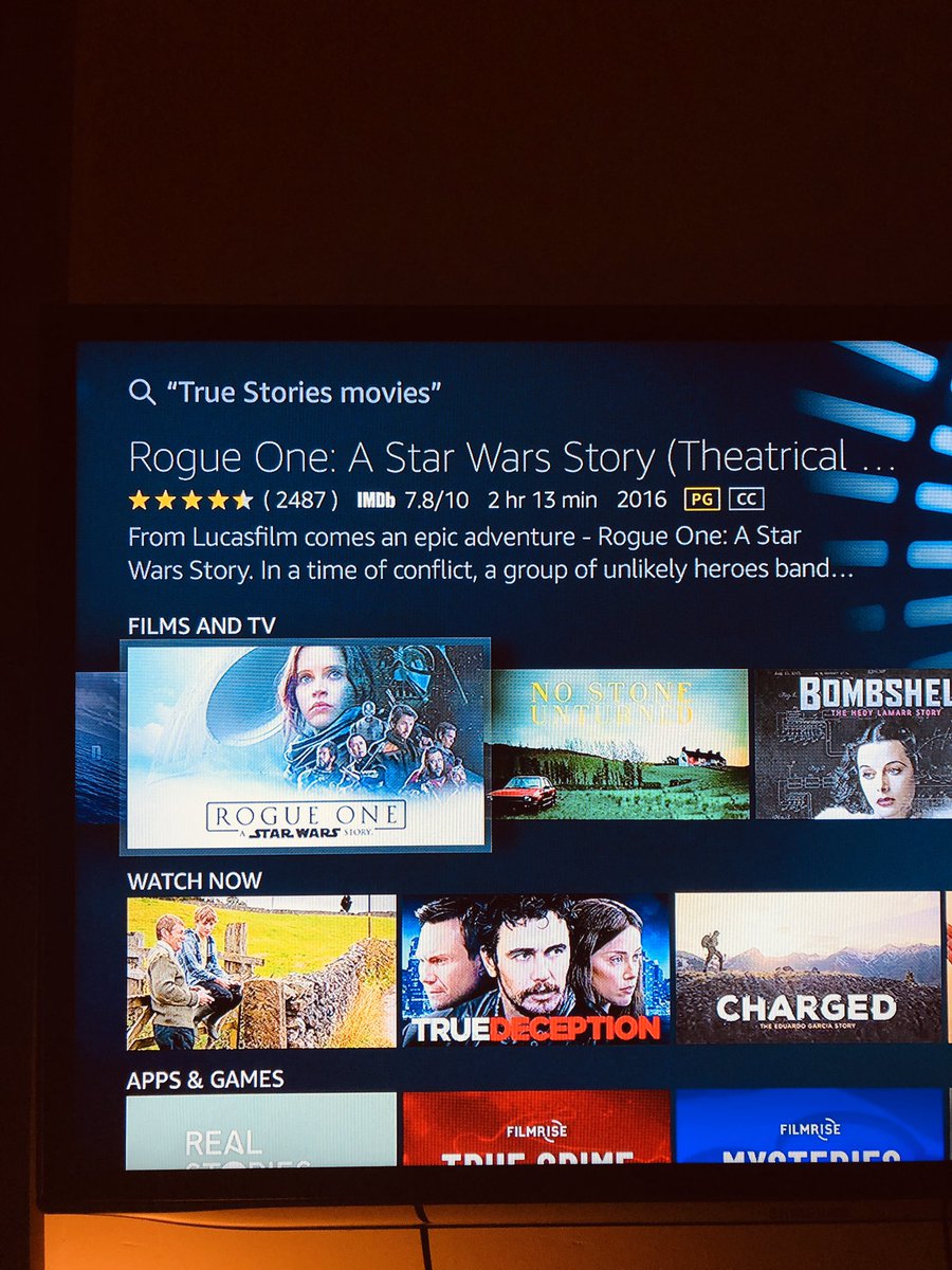 Me: Alexa show movies based on a true story.  

Alexa: