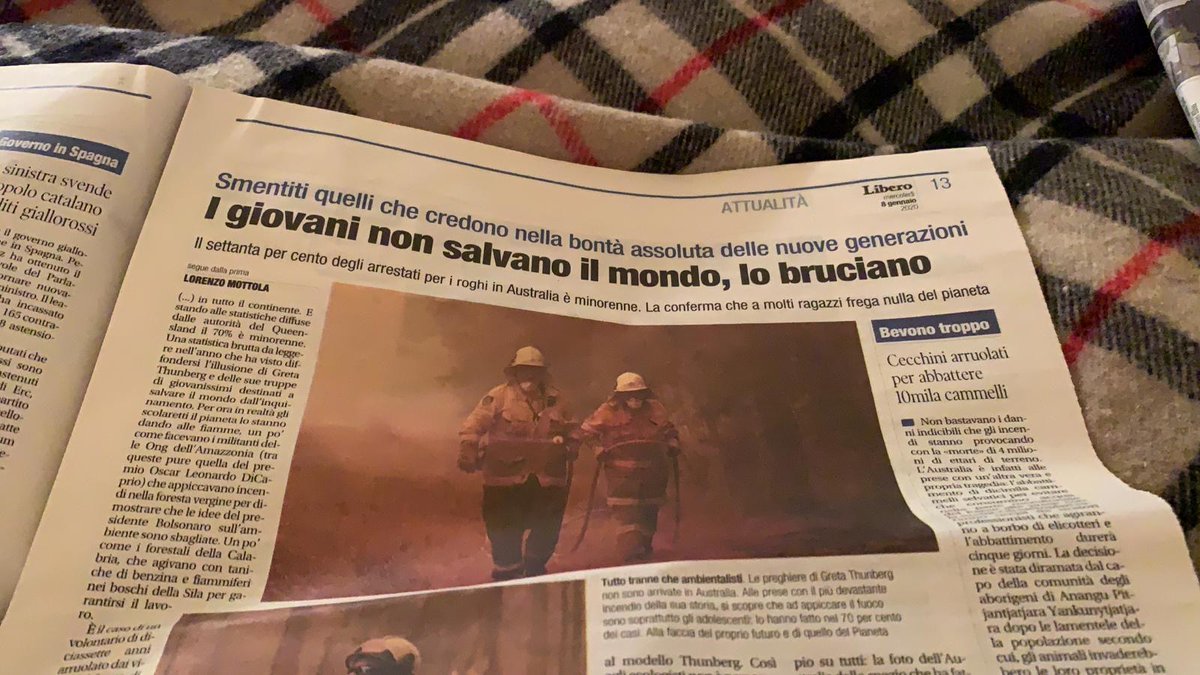 Miles Martignoni Interesting To See More Arson Claims Spreading A Reader Sent Us This Photo Of A Right Wing Populist Newspaper In Milan Italy Called Libero The Headline Says The