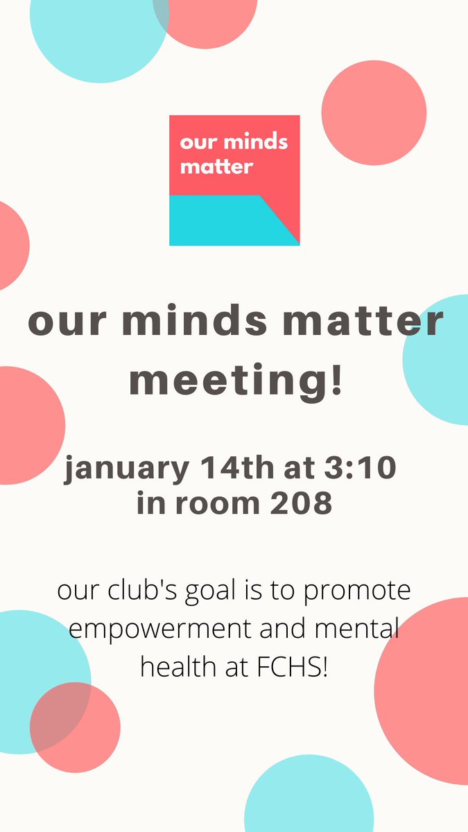 OMMfchs's tweet photo. Hey guys! First OMM meeting of 2️⃣0️⃣2️⃣0️⃣ next week on Tuesday January 14th ‼️ Come join us in room 208 at 3:10 😉

✨ "Don't stress. Do your very best. Appreciate every step. Forget the rest." ✨ https://t.co/tCHeno5fEn