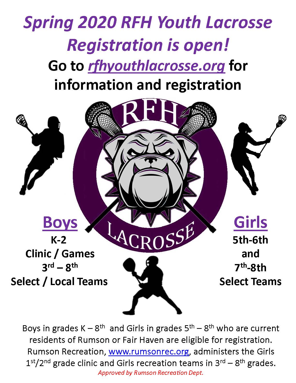 Rec on Twitter "RFH Youth Lacrosse Spring 2020 Registration is NOW