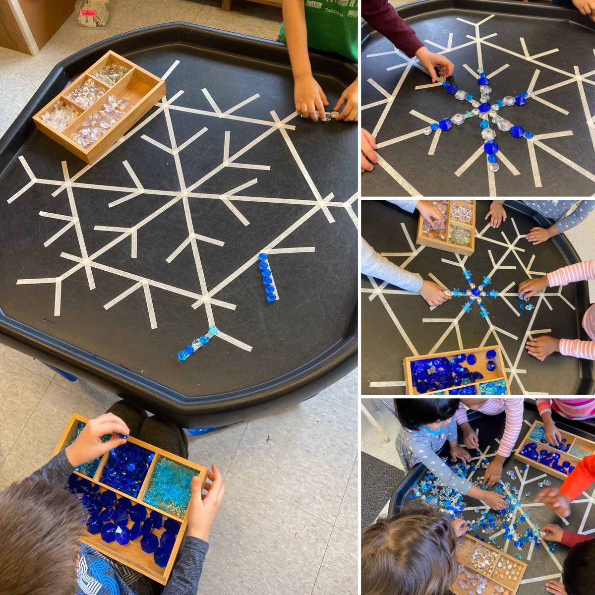 KinderNg10's tweet photo. Fun with loose parts. Patterning, symmetry, and sorting all in one! #kinderlife #tufftray @TWPublicSchool @MauroPaluzzi https://t.co/DiHEYwUyWg