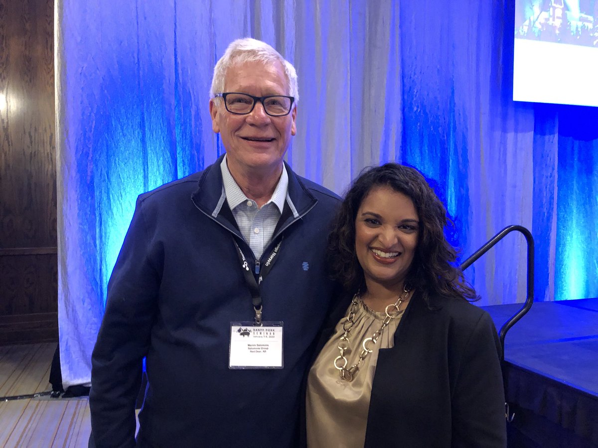 TinaVarughese's tweet photo. ⁦@BanffPork⁩ Enjoyed seeing “old” friends and making “new”  ones! Lori has heard me speak 4 times now yet says she could listen to me all day! How lovely. Marvin and I travelled to Holland together 20 years ago and Mykola and I just met ❤️⁦@MarvinSalomons⁩ #abpork https://t.co/nNbGHt5YVM