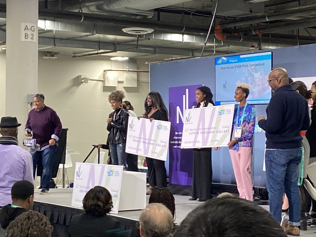 PennGSEVideoLab's tweet photo. Congratulations to the #newvoices Pitch Competition winners #CES2020 #blkgirlmagic #EurekaPark #startups https://t.co/aBpatMnD9W