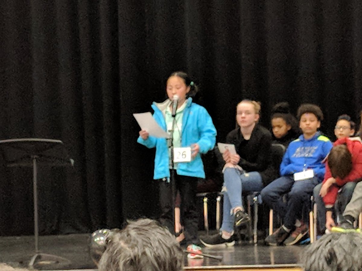 teach1fly's tweet photo. Jackie from Mrs. Gearhart's class is doing an awesome job at the county spelling bee. 5 rounds and counting! So proud! #rr_bulldogs https://t.co/pYPjoWaOGL