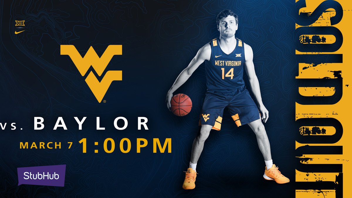 WVU Sports (@wvusports) on Twitter photo Single game tickets for the <a href="/WVUhoops/">WVU Men's Basketball</a>
-Baylor game are SOLD OUT! Want to be there? RT/Like this tweet for a chance to win a $100 gift card from StubHub, the Official Ticket Marketplace of WVU Athletics!
StubHub🎟️ ➡️ stubhub.com/west-virginia-… Single game tickets for the <a href="/WVUhoops/">WVU Men's Basketball</a>
-Baylor game are SOLD OUT! Want to be there? RT/Like this tweet for a chance to win a $100 gift card from StubHub, the Official Ticket Marketplace of WVU Athletics!
StubHub🎟️ ➡️ stubhub.com/west-virginia-…