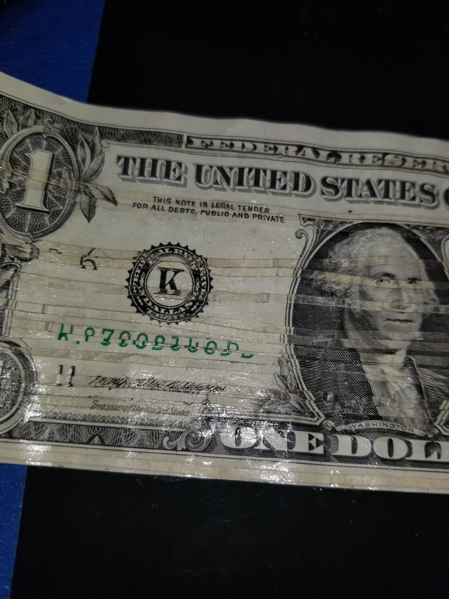 hangman918's tweet photo. @jamiedlux I'm slowly gluing em back, it's like a big ass puzzle, cant wait to try to spend one the serial numbers dont match but everything else is straight, this is legal right?? 🤔lol https://t.co/KARWfaFTR1
