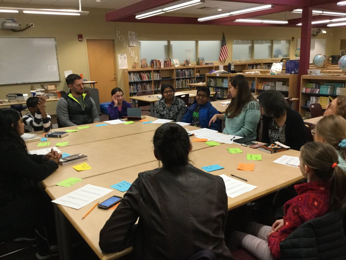 MrsHopkins323's tweet photo. We had an awesome time discussing ⁦@kwamealexander⁩’s book The Crossover at our family book club tonight. Students and parents loved this book! Thanks, ⁦@CenterSherwood⁩, for helping to host this fun night! #ShrewsburyLearns https://t.co/brxwxoec9g