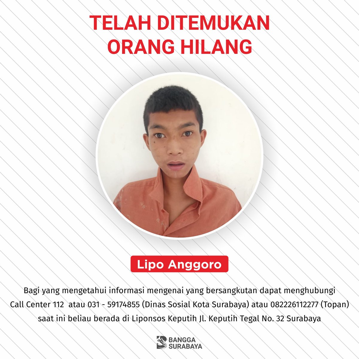BanggaSurabaya's tweet photo. Semangat pagi..!!

Membantu orang lain gak harus menjadi orang kaya terlebih dahulu loh. Salah satu caranya, kamu bisa bantu share postingan ini buat bantu mereka bertemu keluarganya.

Yuk share postingan ini ya! #BanggaSurabaya https://t.co/VYCDUGU6OP