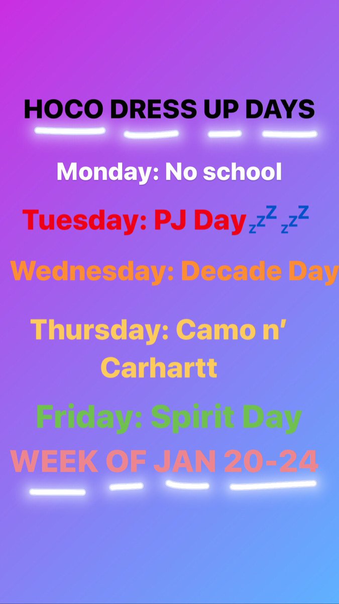 StucoMehs's tweet photo. Get your outfits ready!!! Dress up starts on Tuesday the 21st since there’s no school Monday! https://t.co/dpEr0ZrWdi