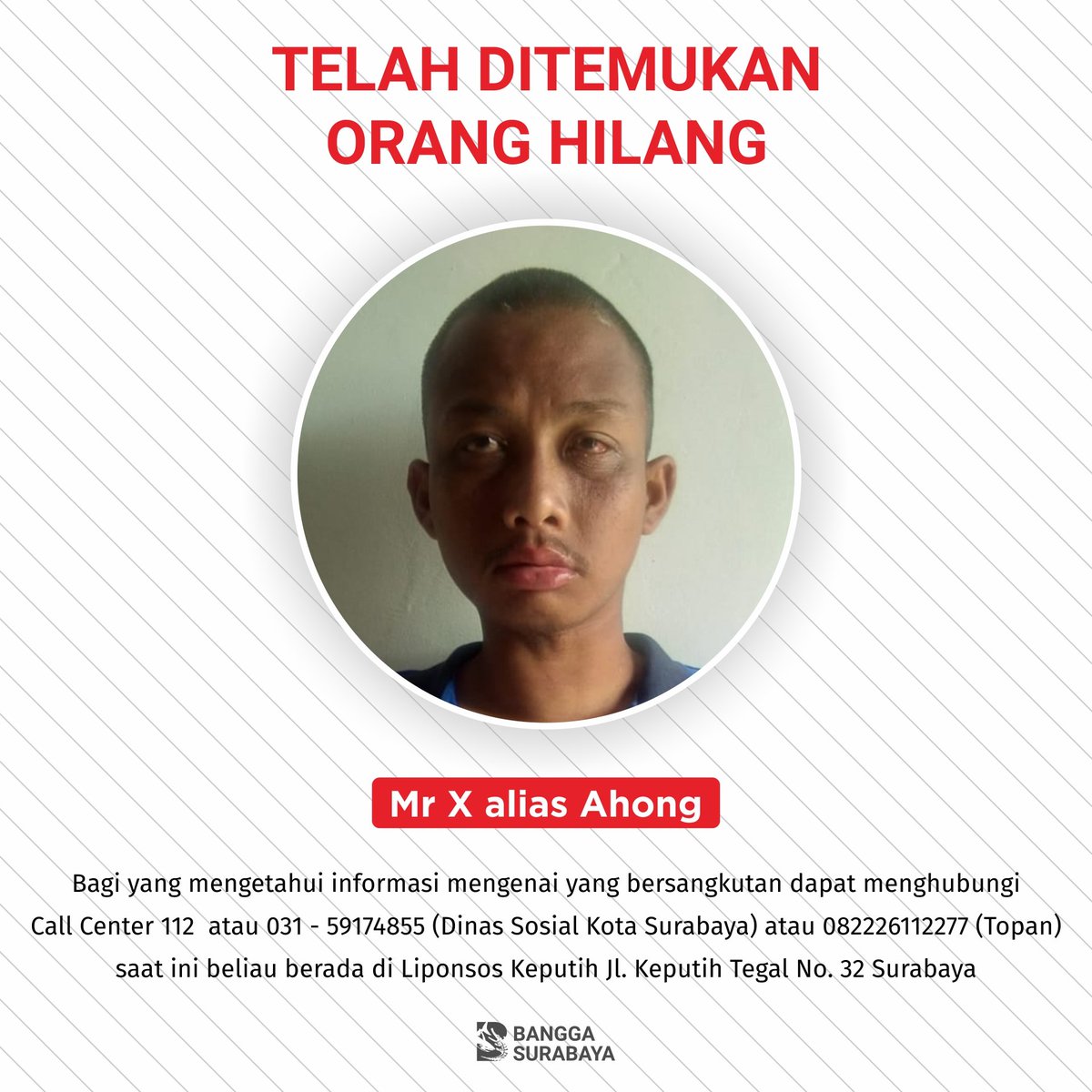 BanggaSurabaya's tweet photo. Mungkin saja dengan bantuan share kalian, ada keluarga mereka yang melihat dan mengenal mereka. Dengan begitu, mereka bisa berkumpul kembali bersama keluarga mereka #BanggaSurabaya https://t.co/ZhFRZFe5vb