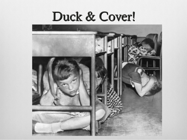 WagnerJwagner23's tweet photo. #HowToSurviveWWIII In the Cold War Era,we were taught that plywood desk tops and linoleum were excellent at blocking the effects of a nuclear blast. https://t.co/qK9GObEeA3