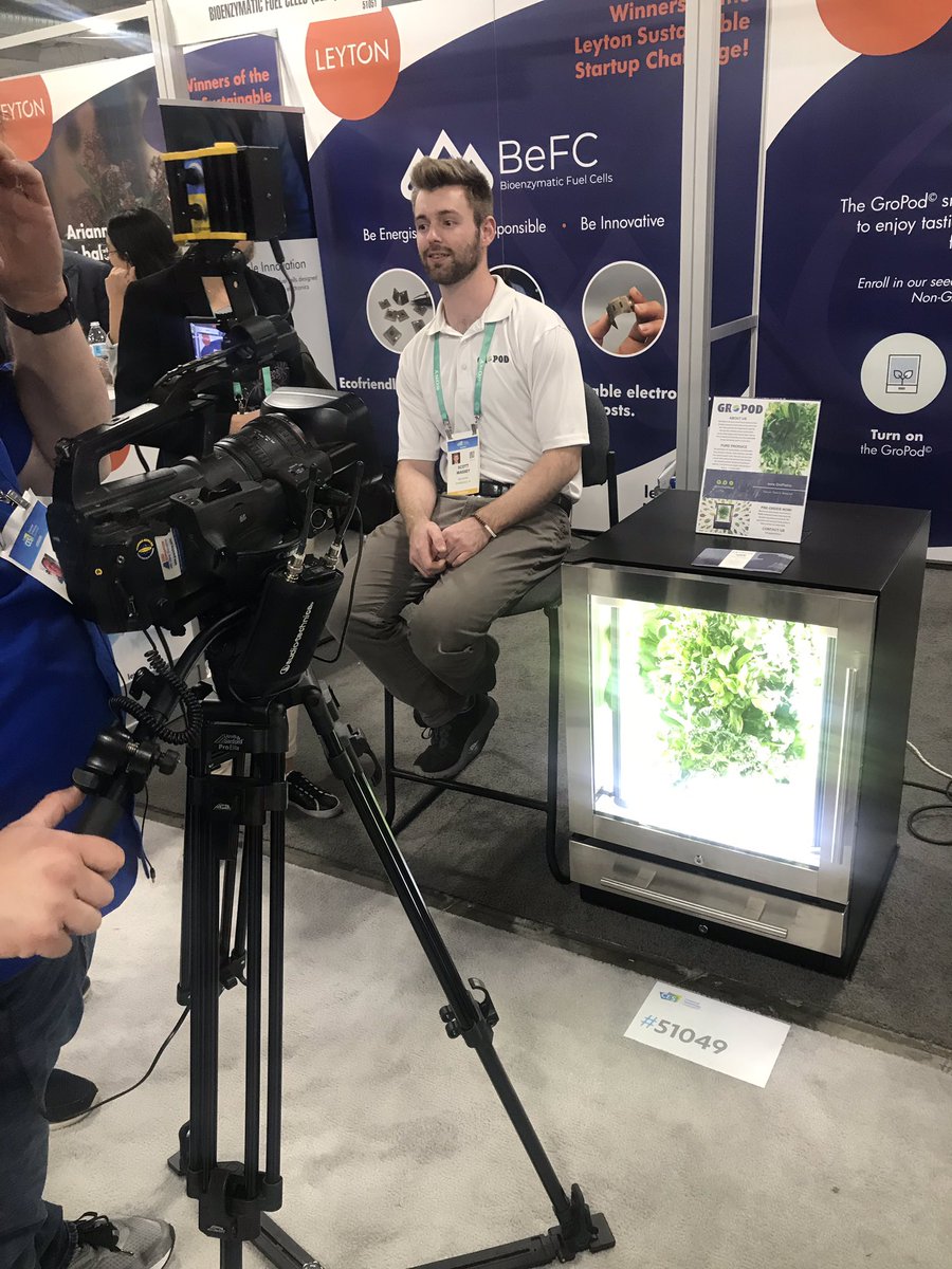 LeytonUSA's tweet photo. @GroPodOfficial gets interviewed at #CES2020!!!

#CES #innovation #LeytonatCES #sustainability #GroPod https://t.co/9GKzYx9B2E