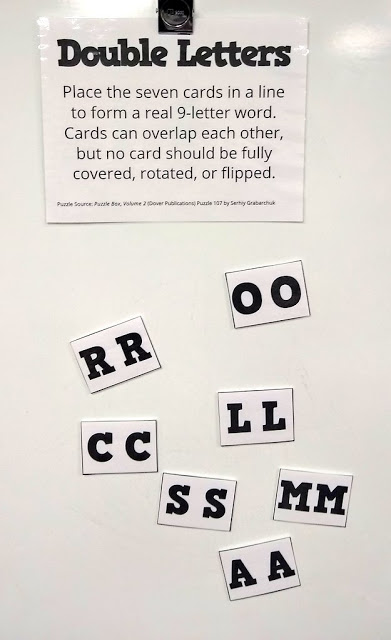 mathequalslove's tweet image. A2: My favorite way to incorporate puzzles in my classroom is to post a weekly puzzle on the dry erase board with magnetic pieces for students to manipulate. Students naturally gravitate to the puzzle without me saying a word! #octmchat