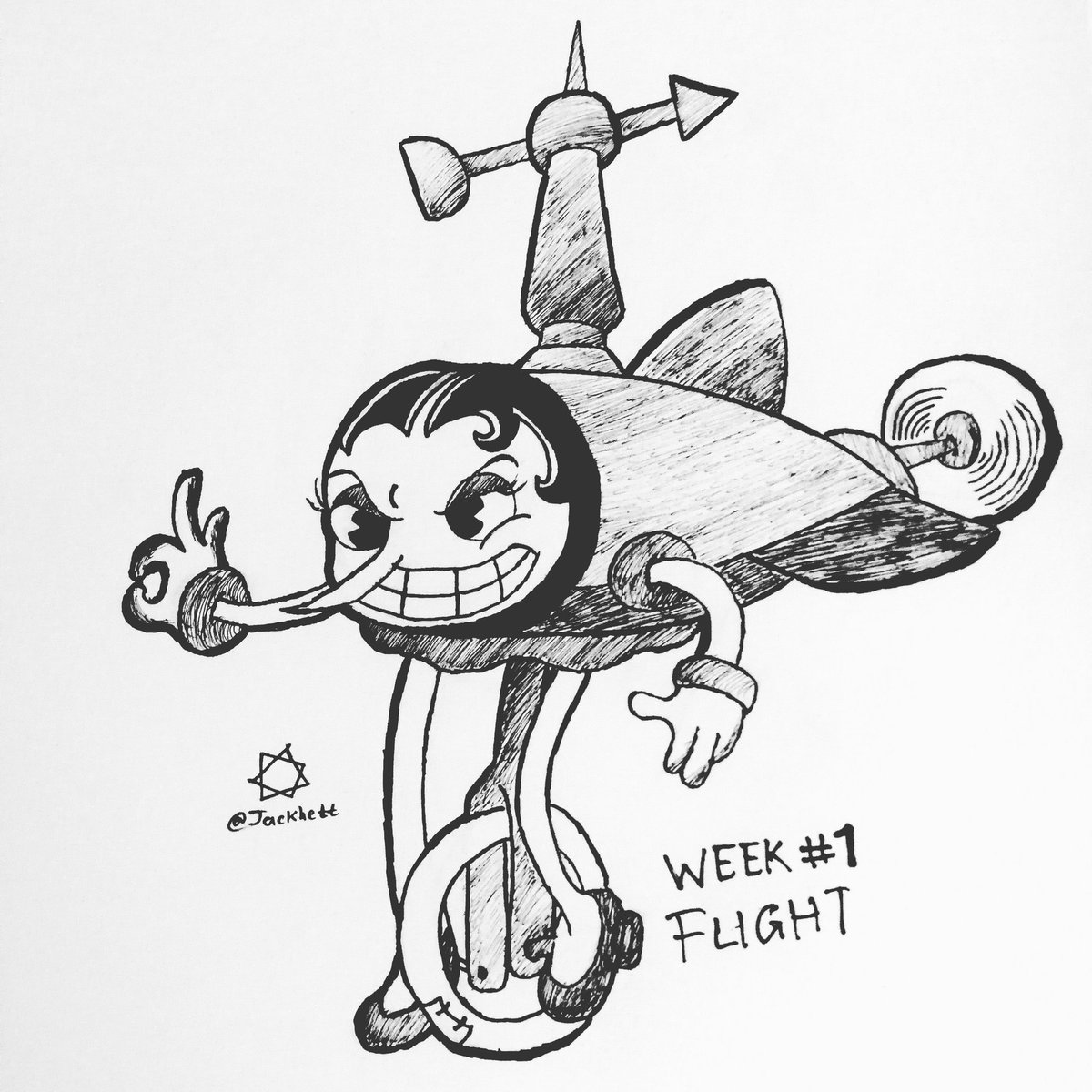 ThusSpokeJack's tweet photo. Week 1: Flight
I decided to begin this Inktober with Hilda Berg from Cuphead.
#inktober #inktober52 #inktober52week1 #flight #cuphead #hildaberg https://t.co/NwwMOcF7IA