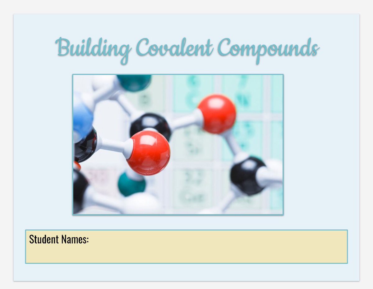 Wilkinson_STEM's tweet photo. I turned my #moleculebuilding lab digital this semester with #googleslides. You can add “sticky notes” with additional instructions in the white space around the slide. So much better than paper! #scienceteacher #chemistryteacher #covalentbonding #materialsscience https://t.co/xE3EQysN0y