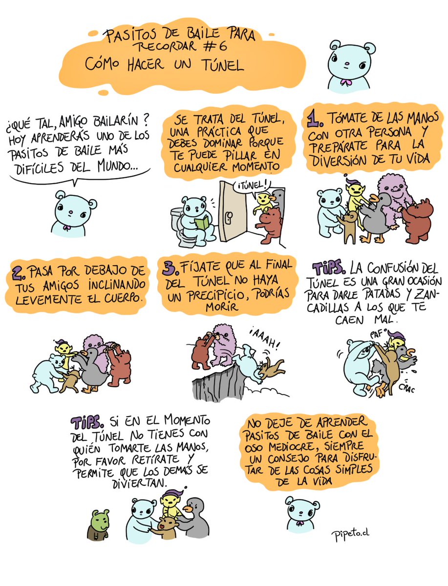 pipetoeltortugo's tweet photo. Nuevos pasitos de baile para recordar, con su anfitrión el Oso Mediocre 🐻
#comic #chile #comicbooks #pipetoeltortugo #ilustracion #viñeta #comicchile #comics #dibujo #humorgrafico https://t.co/GN2h09lmgM