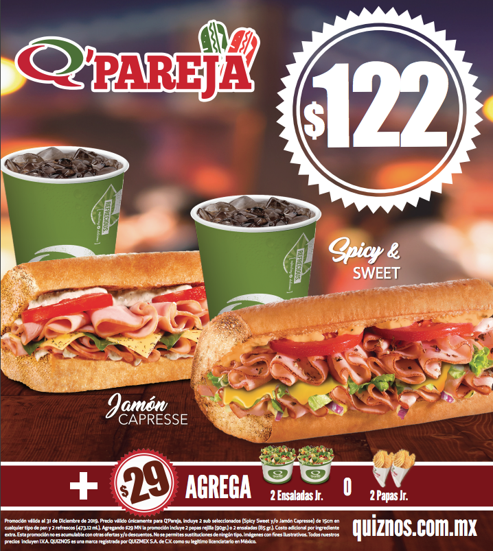 quiznosmx's tweet photo. ¡El paquete Q'Pareja es perfecto para compartir! Visítanos para que tú y tu persona favorita disfruten de dos deliciosos Q'Subs a un precio increíble. ¡Vengan a descubrir que #TostadoSabeMejor! 👩❤👨👨❤👨👩❤👩 https://t.co/FYgMUDH9iQ