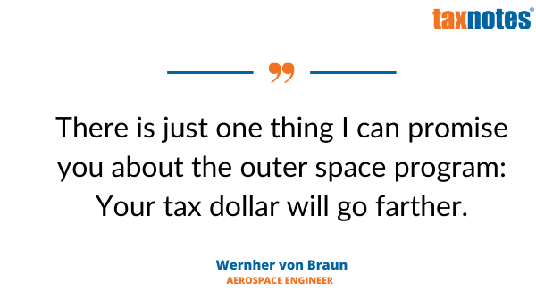 TaxNotes's tweet photo. This is true. But we can't imagine the other hurdles outer space 🚀 brings to the tax world 🙈 https://t.co/ED7psgZOgy