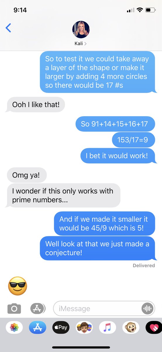 teacherkpratt's tweet photo. Anyone else text their co workers at 9:25 PM about a math puzzle from the day before?! No?! Just us?! 😂 @napls_ps @MissSweitzer2 @Mr_BarryWard https://t.co/fsL2w8MsCX