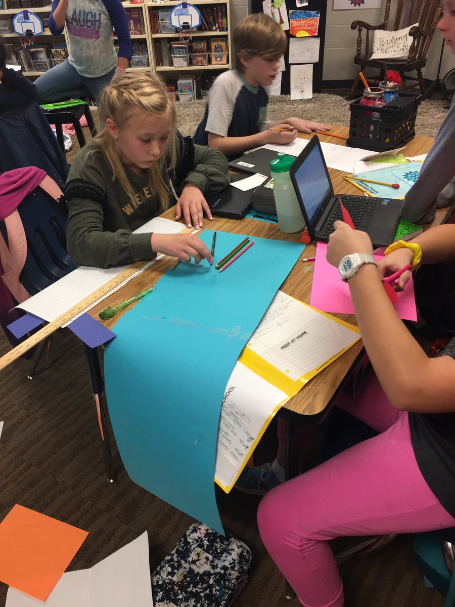 LeapinMrsL's tweet photo. Working hard putting mathematical practices into context through real world choice board projects! We are ALL loving this new #MathStation we added! @LeaphartElem #Pridein5 https://t.co/u2FJzDee69
