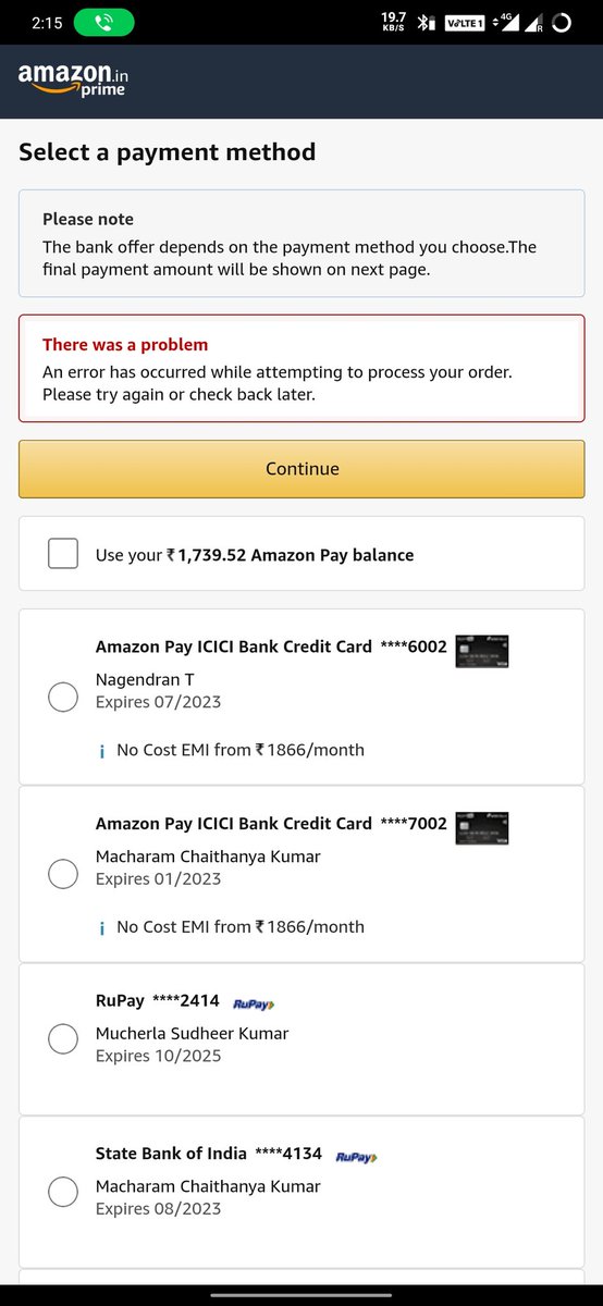 M_Chaithanya_K's tweet photo. @amazonIN @AmazonHelp @HSBC_Sport @HSBC Hi  Amazon/ HSBC in https://t.co/F9n8411lpY am not able to do payment for no cost emi, getting error. https://t.co/4Orb8dzuDA