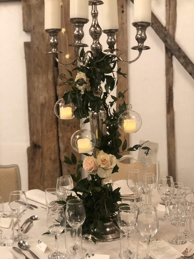 Stylish and natural candelabra another from @maidensbarn #wedding2020 ##weddingflowers #engaged #essexweddingflowers #essexweddingflorist #weddinginspiration  #candelabra  #roses