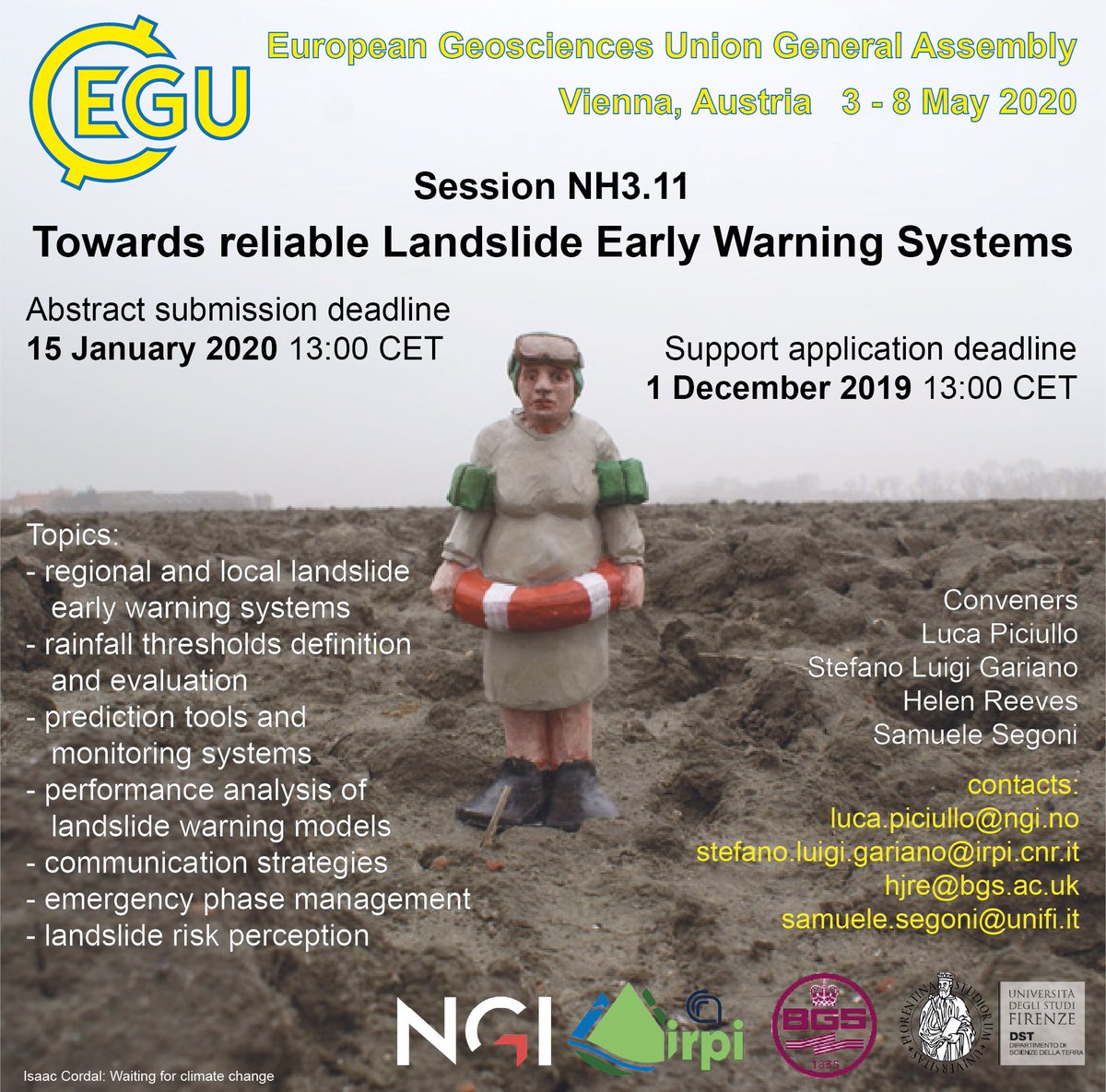 Stefano Luigi Gariano (@stefanoluigi84) on Twitter photo Ready for #FinalRush?😃
A few more days for abstract submission to #EGU20 session on #Landslide #EarlyWarning #Systems -> meetingorganizer.copernicus.org/EGU2020/sessio…
<a href="/EuroGeosciences/">European Geosciences Union</a> <a href="/NH_EGU/">EGU Natural Hazards - NH</a> <a href="/CNR_IRPI/">CNR IRPI</a> <a href="/CNRDTA/">CNR-DTA</a> <a href="/UNI_FIRENZE/">Università di Firenze</a> <a href="/FirenzeGeologia/">Geologia Firenze</a> <a href="/cpc_unifi/">Centro per la Protezione Civile @UNI_FIRENZE</a> <a href="/InfoNGI/">NGI</a> @BGS_Helen <a href="/BGSLandslides/">BGS Landslides</a> <a href="/LANDSLIP_NERC/">LANDSLIP</a> Ready for #FinalRush?😃
A few more days for abstract submission to #EGU20 session on #Landslide #EarlyWarning #Systems -> meetingorganizer.copernicus.org/EGU2020/sessio…
<a href="/EuroGeosciences/">European Geosciences Union</a> <a href="/NH_EGU/">EGU Natural Hazards - NH</a> <a href="/CNR_IRPI/">CNR IRPI</a> <a href="/CNRDTA/">CNR-DTA</a> <a href="/UNI_FIRENZE/">Università di Firenze</a> <a href="/FirenzeGeologia/">Geologia Firenze</a> <a href="/cpc_unifi/">Centro per la Protezione Civile @UNI_FIRENZE</a> <a href="/InfoNGI/">NGI</a> @BGS_Helen <a href="/BGSLandslides/">BGS Landslides</a> <a href="/LANDSLIP_NERC/">LANDSLIP</a>