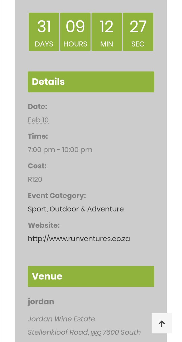 vuurtoring's tweet photo. Hey @VisitStellies. I like this countdown timer on your events calendar! See you in 31 days @Jordan_Wines.
#Runventures https://t.co/DP2HP0pIDN