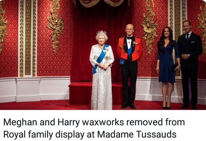 flirtytoday's tweet photo. London's Madame Tussauds museum has announced that it has removed the waxworks of the Duke and Duchess of Sussex from its Royal Family set. https://t.co/FjdSOUFPYE https://t.co/NrVaVD7aET