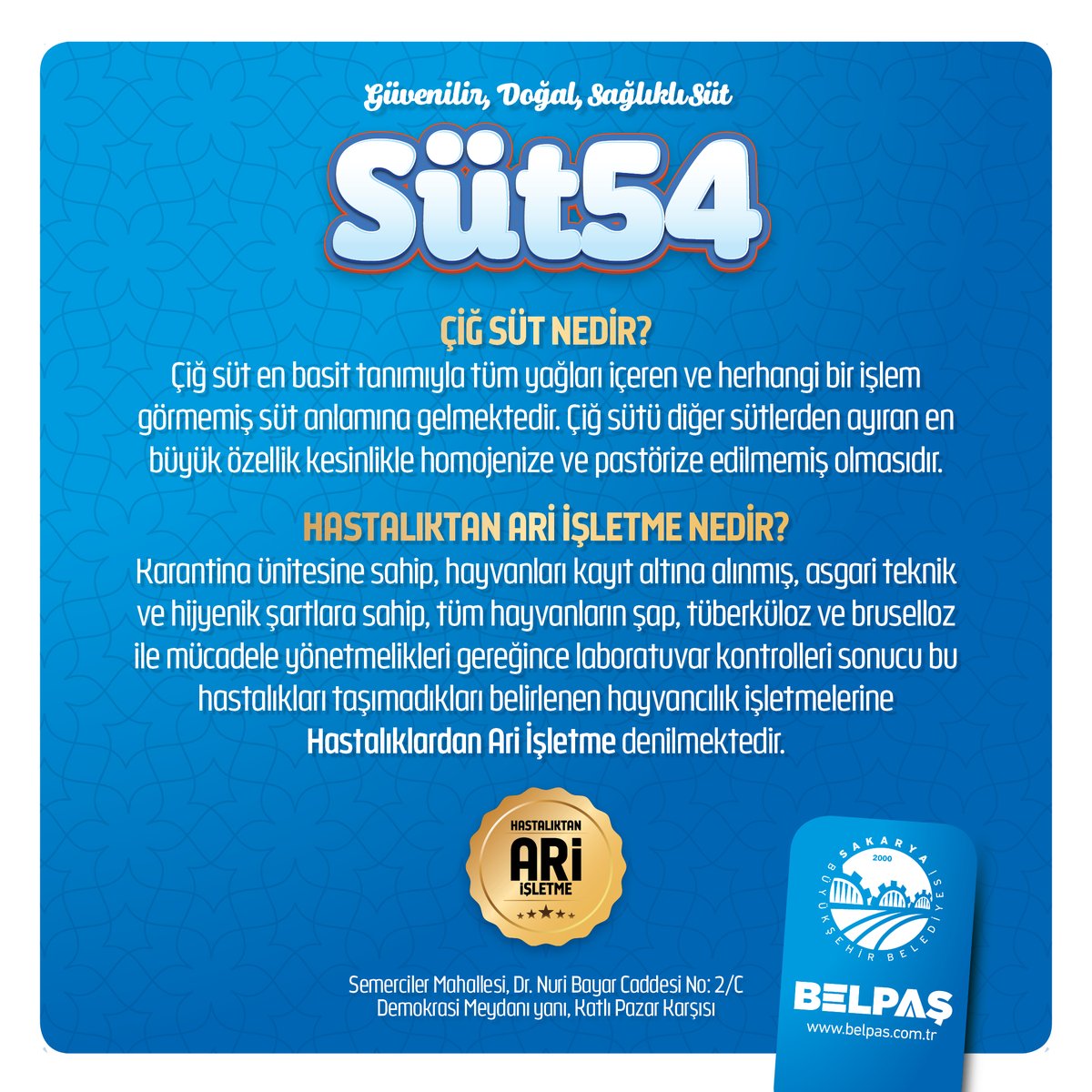 belpaskurumsal1's tweet photo. Çiğ Süt nedir? Hastalıktan Ari İşletme nedir?

Süt satış noktamıza bekliyoruz.

#sakaryabuyuksehirbelediyesi #sut54 #belpas #sut #sakarya #adapazari https://t.co/jfvmErEOXG