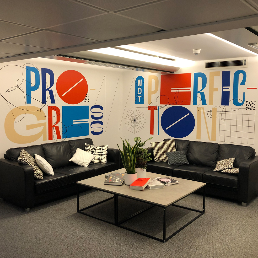 Shillington_'s tweet photo. The #ShilloMAN campus has had a spruce up! Check out their brand new mural designed by full-time teacher Ed Baptist @rwestillfriends—'Progress, Not Perfection', a mantra we can all live by. Big thanks to @Puck_Studio for installing it for us. https://t.co/ktQpHzuPKc