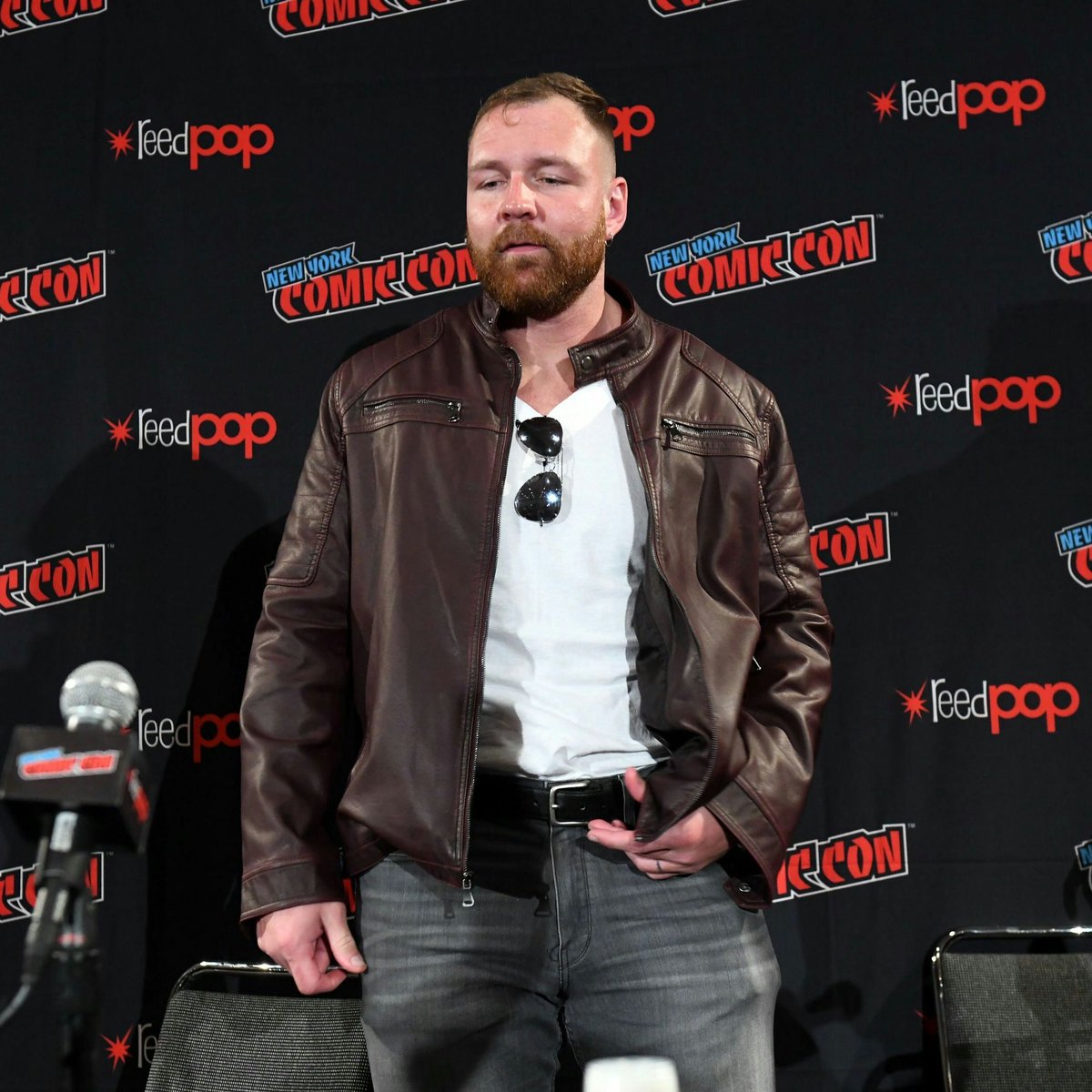 sarthak_khavdu's tweet image. #NewProfilePic Handsome pic of The #DeathRider, @JonMoxley in his favorite Leather Jacket at #NYCC2019. Current reigning #IWGPUSHeavyweightChampion and soon-to-be #AEWWorldChampion. At the top of the #ProWrestling World. Love you lots, Mox.😍😍😍😍😘😘😘😘❤❤❤❤