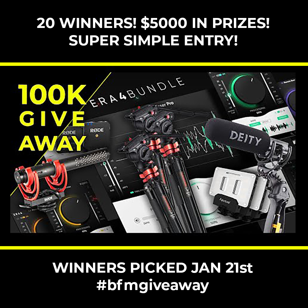 BasicFilmmaker's tweet photo. ENTER the #bfmgiveaway and WIN FREE GEAR! Details here: https://t.co/zDFW0XRGzC #plugins #lights #microphones #tripods #videoheads #giveaway #contest #prizes #free https://t.co/F7lrPPJm6O