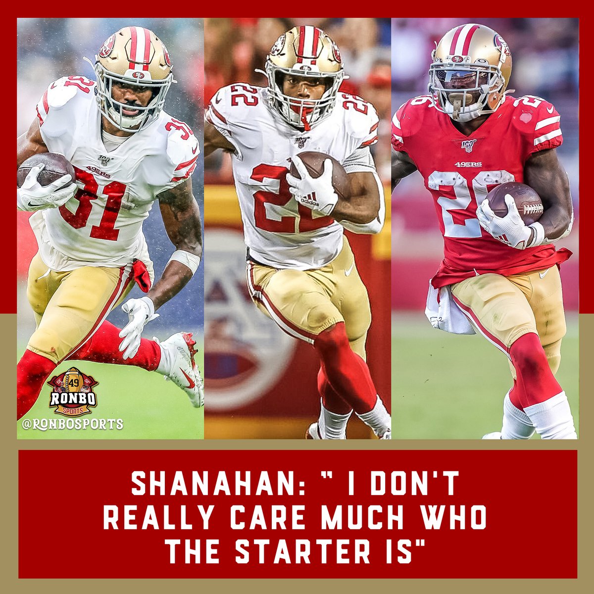 RonboSports's tweet photo. At this point as loving #Ninersfans we should probably stop questioning Shanahan on his RB usage, since the results have been ideal. Iโll continue however to wonder how starting Mostert would impact the start. #49ersaintplayednobody
https://t.co/QrZZj2ztIb https://t.co/MOURQreAqt
