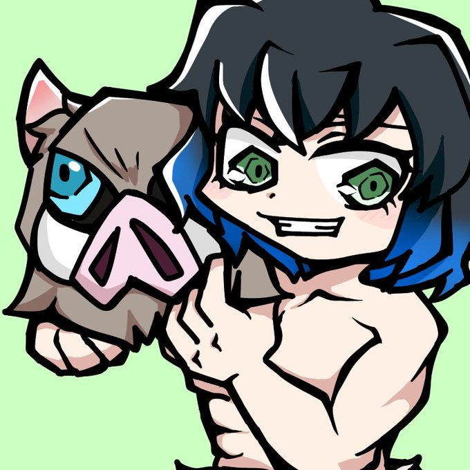 ぽーね〇△さんがTwitterに投稿した嘴平伊之助(鬼滅の刃)のイラスト。